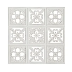 Wood Floral Carved Wall Decor White - Olivia & May -Decor Vista GUEST a05cd297 35fe 44dd ab38 d02763ade042