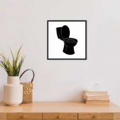 16" X 16" Bathroom Puns III No Words By Becky Thorns Framed Canvas Wall Art Black - Amanti Art -Decor Vista GUEST a0b3c290 340d 4ce5 a92e 68e508071add