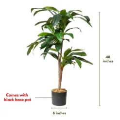 Forever Leaf 48" Artificial Dracaena Plant In Black Pot, Indoor Artificial Plant For Home Decor -Decor Vista GUEST a12b4d3f 7152 407a 9842 369364295109