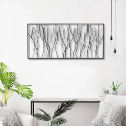 LuxenHome Black Abstract Trees Rectangular Metal Wall Decor