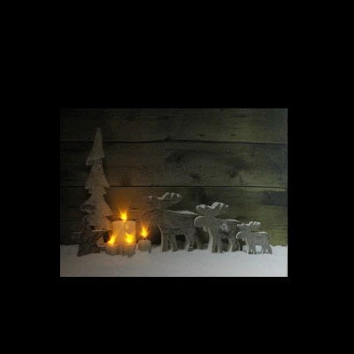 Northlight LED Lighted Flickering Candles And Winter Wooden Moose Canvas Wall Art 12" X 15.75" 4 Northlight LED Lighted Flickering Candles And Winter Wooden Moose Canvas Wall Art 12" X 15.75" - Image 2