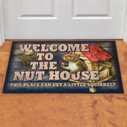 Collections Etc Welcome To The Nut House Funny Squirrel Doormat 1'6"x2'6"