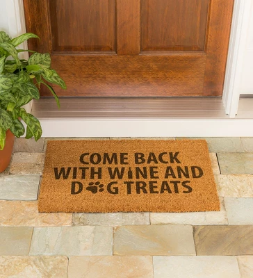 Evergreen Come Back With Wine And Dog Treats Indoor Outdoor Doormat 1'4"x2'4" Brown 3 Evergreen Come Back With Wine And Dog Treats Indoor Outdoor Doormat 1'4"x2'4" Brown
