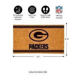 Evergreen Green Bay Packers Logo Turf Mat, Brown- 28 X 16 Inches Indoor Outdoor Doormat -Decor Vista GUEST a31c80a9 923b 407a a6df 2d82d7d56541