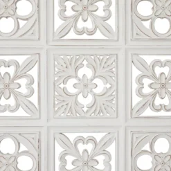Wood Floral Carved Wall Decor White - Olivia & May -Decor Vista GUEST a32134c7 ab34 44c5 9518 dad823bd5448