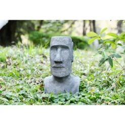 Techko Maid ABS/Resin Island Head Statue With Solar Spotlight Gray -Decor Vista GUEST a34577c9 667f 424e be0c ca9011ffc198