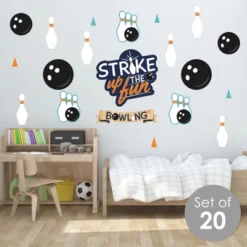 Big Dot Of Happiness Strike Up The Fun - Bowling - Peel And Stick Sports Decor Vinyl Wall Art Stickers - Wall Decals - Set Of 20