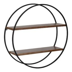 24" Diameter Sequoia Wood And Metal Round Wall Shelf - Kate & Laurel All Things Decor -Decor Vista GUEST a3fb1e05 6807 4381 baff 5fe72a0f94e9