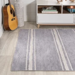 Bande Distressed Ticking Stripe Machine-Washable Area Rug - JONATHAN Y -Decor Vista GUEST a4e8b5ba 6909 497d 8701 8b063bf002f0