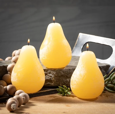 Pale Yellow Pear Candles - Set Of 3 4 Pale Yellow Pear Candles - Set Of 3 - Image 2