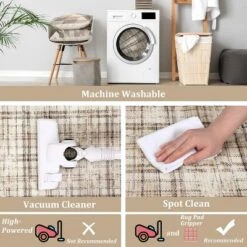 Modern Washable Area Rug Soft Non-Slip Stain-Resistant Farmhouse Tartan Plaid Carpet For Living Room Bedroom Nursery Office -Decor Vista GUEST a5b5a555 b249 415e b5e5 cdd22e211da3