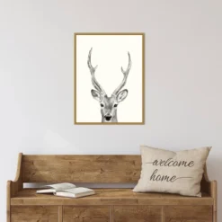 18" X 24" Animal Mug IV Deer By Victoria Borges Framed Canvas Wall Art Gold - Amanti Art -Decor Vista GUEST a6c5c840 ebc0 4a24 9041 18c053251e94