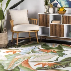 NuLOOM Nevaya Machine Washable Floral Leaves Area Rug -Decor Vista GUEST a6f97a87 0af4 4be2 91c4 bee2b4706788