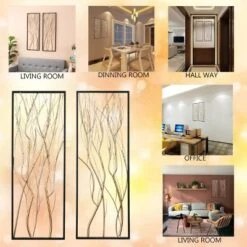 LuxenHome Gold Metal Branch Wall Decor, Set Of 2 -Decor Vista GUEST a71b5b9a 3870 4168 a5ca 1aedb608240b