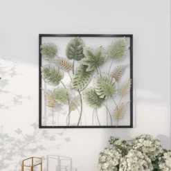 30" X 30" Metal Leaf Tall Cut-Out Wall Decor With Intricate Laser Cut Designs Green - Olivia & May 23 30" X 30" Metal Leaf Tall Cut-Out Wall Decor With Intricate Laser Cut Designs Green - Olivia & May -Decor Vista GUEST a7aabdd3 1d1b 42db 8cbe 562f16effcaa