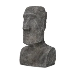 Techko Maid ABS/Resin Island Head Statue With Solar Spotlight Gray -Decor Vista GUEST a8966f3e 8324 4d95 be29 282d652b9966