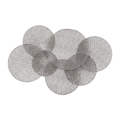Metal Plate Overlapping Perforated Wall Decor Black - Olivia & May 4 Metal Plate Overlapping Perforated Wall Decor Black - Olivia & May - Image 2
