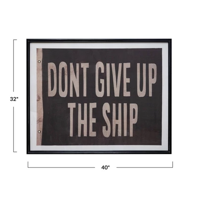 "Don't Give Up
" Wood Framed Glass Wall Decor With Vintage Reproduction Flag Black - 3R Studios 4 "Don't Give Up
" Wood Framed Glass Wall Decor With Vintage Reproduction Flag Black - 3R Studios - Image 2
