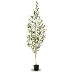 Forever Leaf 72" Artifical Olive Tree In Black Pot, Indoor Artificial Plant For Home Decor