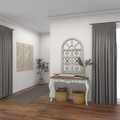 Wood Scroll Arched Window Inspired Wall Decor With Metal Scrollwork Relief White - Olivia & May 6 Wood Scroll Arched Window Inspired Wall Decor With Metal Scrollwork Relief White - Olivia & May - Image 4