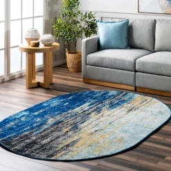 Nuloom Katharina Abstract Oval 8x10 Area Rug For Living Room Bedroom Dining Room Kitchen, Blue/Multicolor