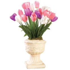 Collections Etc Springtime Tulip Bushel Artificial Maintenance-Free Bouquet Bush - Set Of 3 -Decor Vista GUEST aeac46cb ffb4 44e5 8515 5176cf3af7bc