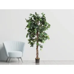 Forever Leaf 72" Artificial Ficus Silk Tree In Black Pot, Indoor Artificial Plant For Home Decor 10 Forever Leaf 72" Artificial Ficus Silk Tree In Black Pot, Indoor Artificial Plant For Home Decor -Decor Vista GUEST af39dab4 a753 45bf 9762 e52c1e1895d0