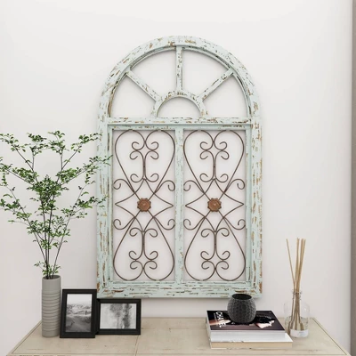 Wood Scroll Arched Window Inspired Wall Decor With Metal Scrollwork Relief White - Olivia & May 10 Wood Scroll Arched Window Inspired Wall Decor With Metal Scrollwork Relief White - Olivia & May - Image 8