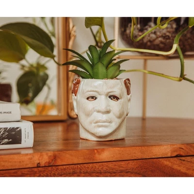 Silver Buffalo Halloween Michael Myers 3-Inch Ceramic Mini Planter With Artificial Succulent 5 Silver Buffalo Halloween Michael Myers 3-Inch Ceramic Mini Planter With Artificial Succulent - Image 3