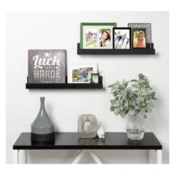 24" X 3.3" 2pc Decorative Wall Shelf Set Black - Uniek