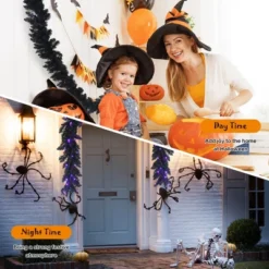 Costway 9ft Pre-lit Christmas Halloween Garland Black W/ 50 Purple LED Lights -Decor Vista GUEST b25ac2fc bcf3 499e a541 282714f02a1d