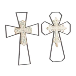 Set Of 2 Metal Cross Carved Wood Wall Decors Black - Olivia & May 9 Set Of 2 Metal Cross Carved Wood Wall Decors Black - Olivia & May -Decor Vista GUEST b333b96e 26e6 42e6 937a fd2bf7710a69