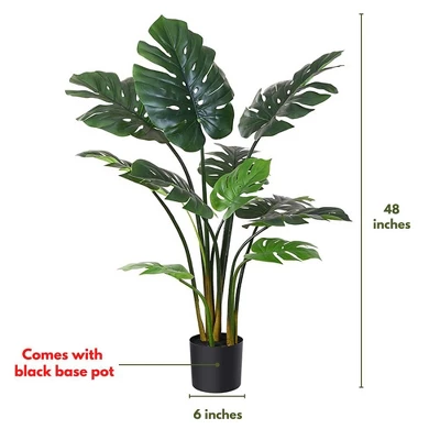 Forever Leaf 48" Artificial Monstera Artificial Plant In Black Pot, Indoor Artificial Plant For Home Decor 6 Forever Leaf 48" Artificial Monstera Artificial Plant In Black Pot, Indoor Artificial Plant For Home Decor - Image 5