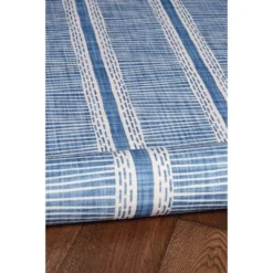 5'x7' Washable Wallen Rug Ivory/Blue: Rubber Backed, Stain-Resistant, Low Pile, Contemporary Stripe - Linon -Decor Vista GUEST b398d987 d242 418c 9be6 e34e5431ca71