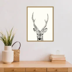 18" X 24" Animal Mug IV Deer By Victoria Borges Framed Canvas Wall Art Gold - Amanti Art -Decor Vista GUEST b5f23188 0f98 4cdc 92c2 99e325418d02