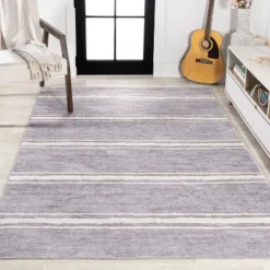 Bande Distressed Ticking Stripe Machine-Washable Area Rug - JONATHAN Y -Decor Vista GUEST b6e4a9f0 8ecf 443c 90c3 b0fcb981d900