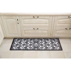 J&V TEXTILES 20"x55" Anti-Fatigue Kitchen Runner Mat Geo Black: Non-Skid, Stain & Water-Resistant, Medium Pile, Indoor Use