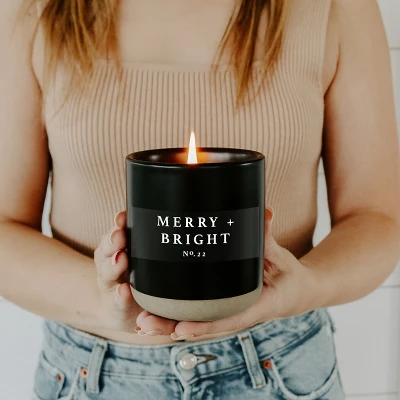 Sweet Water Decor Merry And Bright 12oz Black Stoneware Candle 4 Sweet Water Decor Merry And Bright 12oz Black Stoneware Candle - Image 2
