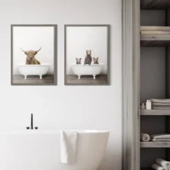 18" X 24" Blake Highland Cow In Tub Color Framed Printed Glass By Amy Peterson Art Studio Gray - Kate & Laurel All Things Decor 8 18" X 24" Blake Highland Cow In Tub Color Framed Printed Glass By Amy Peterson Art Studio Gray - Kate & Laurel All Things Decor -Decor Vista GUEST bb263fe3 ec6c 4165 aa5f 09e867ab991d