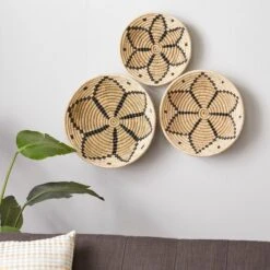 Set Of 3 Seagrass Plate Handmade Basket Wall Decors Brown - Olivia & May -Decor Vista GUEST bb9b3d97 e31a 4d92 b839 28313dd9f951