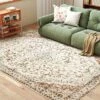 HOMCOM Area Rug 8x10, Machine Washable Rug, Non-Slip Classical Floral Print Floor Carpet For Living Room, Bedroom, Dining Room, Mixed-Brown -Decor Vista GUEST bbb1695f c047 4de8 95e5 36cafb51dc7f