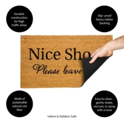 Evergreen Flag Funny Welcome Mat Coir Doormat | 28" X 16" Front Door Mat Outdoor Entrance | No Slip Door Rugs Entryway Indoor | Nice Shoes -Decor Vista GUEST bc21d23c 8ca9 412d 922b 76797e65eb03