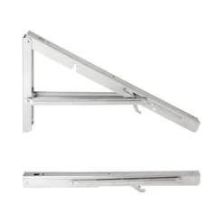 Built Industrial 2 Pack Folding L Wall Shelf Bracket, 12 Inch Collapsible Hardware With Locking Hinge For Garage Shelves, Holds 120lbs -Decor Vista GUEST bd0869c3 487a 44b2 9a53 eb22bb7b9213