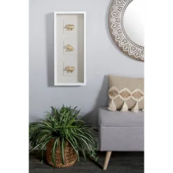 12" X 27.5" Large Rectangular Metallic Rhino Animal Wall Art Shadow Box Gold - Olivia & May