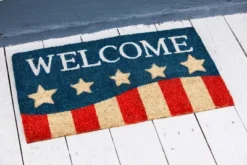 Evergreen Patriotic Stripes Indoor Outdoor Natural Coir Doormat 1'4"x2'4" Multicolored -Decor Vista GUEST bff94e65 2b55 4437 a7b4 3ec47e6dc1fd