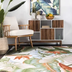 NuLOOM Nevaya Machine Washable Floral Leaves Area Rug -Decor Vista GUEST c0223ab9 fe97 48ce a4af e11adeeef89c