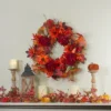 Northlight Leaves And Flowers Fall Harvest Wreath - 24-Inch, Unlit -Decor Vista GUEST c191f948 b28f 469e 878f 3d476e7ae236