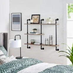 3-Tier Aurora Pipe Wall Shelf Unit Black/Rustic - Danya B. -Decor Vista GUEST c1ff4b04 5d09 49b2 ba02 72fdd2e83acd
