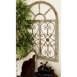 Wood Scroll Arched Window Inspired Wall Decor With Metal Scrollwork Relief White - Olivia & May 31 Wood Scroll Arched Window Inspired Wall Decor With Metal Scrollwork Relief White - Olivia & May -Decor Vista GUEST c2357c67 bc52 436a a765 d768f4bb7387