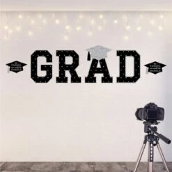 Big Dot Of Happiness Silver Graduation Party Decor - Vinyl Wall Decals - Grad